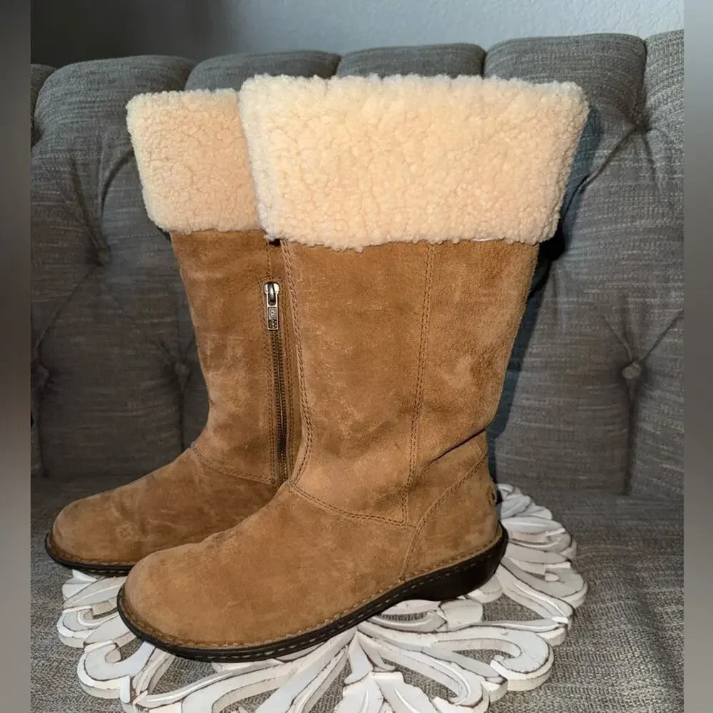 UGG shearling Suede Leather Winter Boots Women’s 8